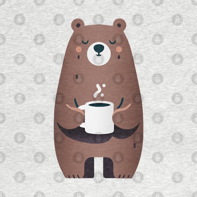 Cute Cartoon Bear with Warm Mug - Cheerful and Cozy by BoundlessWorks